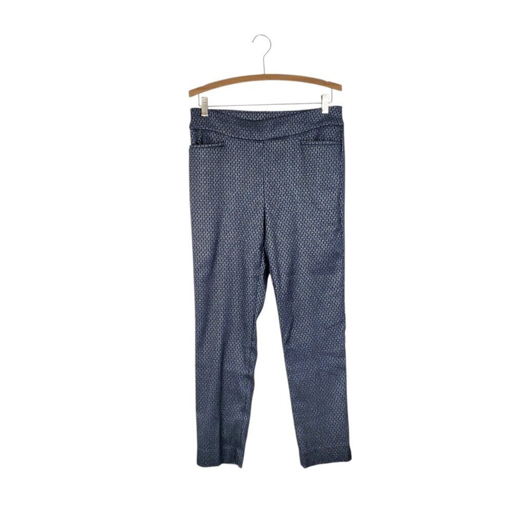 Chicos So Slimming 360 Brigitte Slim Ankle Pull On Pants Blue Silver Deco 8 1R